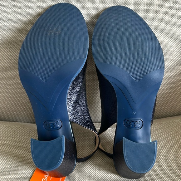 NIB Lightweight Chunky heel BLUE Leather/Metallic Slingback US 8.5/EU 39 - Picture 3 of 15
